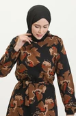 Alisa Farbalı Kuşaklı Viskon Elbise - 4