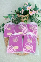 5 Adet Keseli Tesbihli İsim Baskılı Kadife Kaplı Yasin Mevlüt Kitabı Seti Hediyesi Fuşya thumbnail 1