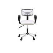 Türksit Buse Çalışma Koltuğu Metalik Gri Boyalı Ayak Beyaz - 1