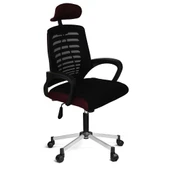 Türksit Karizma File Müdür Koltuğu Metalik Gri Boyalı Ayak Siyah-Bordo - 1