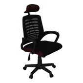 Türksit Karizma File Müdür Koltuğu Plastik Ayak Siyah-Bordo - 1