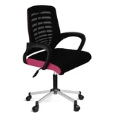 Türksit Karizma File Çalişma Koltuğu Metalik Gri Boyalı Ayak Siyah-Pembe - 1