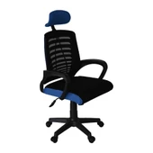 Türksit Karizma File Müdür Koltuğu Plastik Ayak Siyah-Mavi - 1