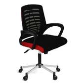 Türksit Karizma File Çalişma Koltuğu Metalik Gri Boyalı Ayak Siyah-Kirmizi - 1