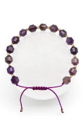 Ametist Doğal Taş Makrome Örme Bileklik Hexagonel Kesim thumbnail 1