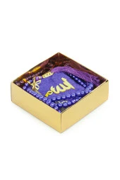 10 Adet İsme Özel Kutulu İnci Tesbihli Kadife Kaplı Mini Kuran Mevlüt Hediyesi Mor thumbnail 3