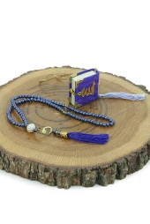 10 Adet İsme Özel Kutulu İnci Tesbihli Kadife Kaplı Mini Kuran Mevlüt Hediyesi Mor thumbnail 4