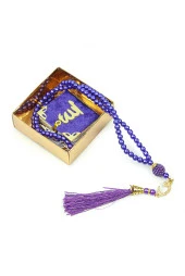 10 Adet İsme Özel Kutulu İnci Tesbihli Kadife Kaplı Mini Kuran Mevlüt Hediyesi Mor thumbnail 5