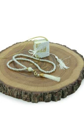 10 Adet İsme Özel Kutulu İnci Tesbihli Kadife Kaplı Mini Kuran Mevlüt Hediyesi Beyaz thumbnail 4