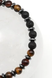 Kaplan Gözü-Lav Doğal Taş Makrome Örme Bileklik Küre Kesim thumbnail 2