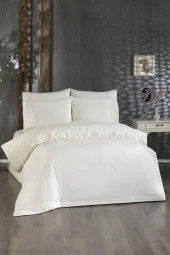 Fransız Dantelli Tadım Çeyizlik Nevresim Takımı Krem thumbnail 1