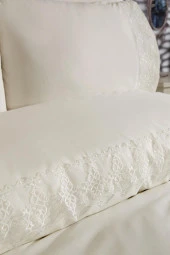 Fransız Dantelli Tadım Çeyizlik Nevresim Takımı Krem thumbnail 3