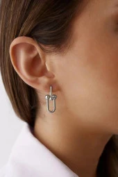 Gümüş Kaplama Tiffany Sallantılı Küpe - 1