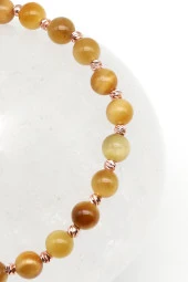 Sarı Kaplan Gözü Doğal Taş Makrome Örme Bileklik Küre Kesim thumbnail 2