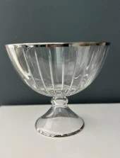 DECORİUM CAM KASE AYAKLI 20 CM ACCADEMİA PLATİN M06450-AB - 1