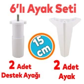 Mobilya TV Ünitesi Çekyat Koltuk Kanepe Destek Ayağı 15 cm Beyaz Baza Ayak 6'lı Set thumbnail 1