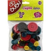 Bu-Bu Düğme Renkli 1.2cm (50 Adet) - 2.5Cm (10 Adet) - 1