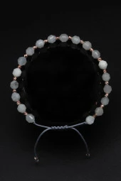 Ay Taşı Doğal Taş Makrome Örme Bileklik Hexagonel Kesim thumbnail 1