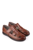 Walkenzo 3899 Ortopedik Hakiki Deri Erkek Sandalet Ayakkabı - 1