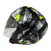 Sway 715 Poıson Black Grey Yellow Yarım Kask - Siyah - Gri - Yeşil - 1