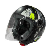 Sway 715 Poıson Black Grey Yellow Yarım Kask - Siyah - Gri - Yeşil - 2