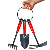 Metal Uçlu Hobi Bahçe Seti 3'Lü Kürek Tırmık Çapa Çiçek Bakımı Toprak Kazma Seti - 1