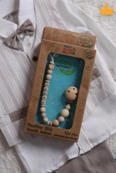 Babyhola Doğal Ahşap Emzik Zinciri İsimli Emzik Askısı Ahşap Emzik Zinciri Emzik Tutucu 1075 - 2