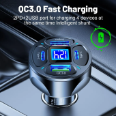 Zuidid LED Dijital Ekranlı 2 USB + 2 Type C Portlu Hızlı Araç Şarjı - 3