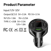 Zuidid LED Dijital Ekranlı 2 USB + 2 Type C Portlu Hızlı Araç Şarjı - 7