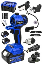 Dozzer 21Volt  6 Lı Muhteşem Set Şarjlı Matkap Testere Tilki Kuyruğu Taşlama Somun Sökme Havalı Pompa - 1