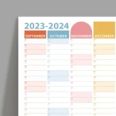 Eylül Başlangıç 2024-2025 Akademik Takvim Renkli, Akademik Planlayıcı Takvim, Duvar Takvimi - 2