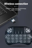 Bluetooht Uyumlu Kablosuz Klavye Mouse Tv Klavye Işıklı Kablosuz Mini Klavye Dokunmatik Mouse - 6