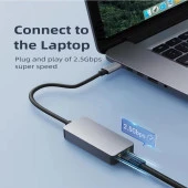 PrimeX PX-4752 Type C To Gigabit Ethernet, Type C to RJ45 10/100/1000/2500Mbps Gigabit İnternet Çevirici, Type-C to Ethernet Dönüştürücü Adaptör - 4