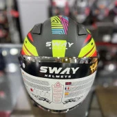 Sway 765 Çenesiz Aynalı Güneş Vizörlü Açık Motosiklet Kaskı M Beden Siyah Kırmızı - 5