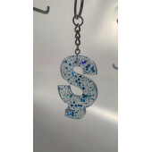 Ş Harfi Şeffaf Epoksi Mavi Glitter Süslemeli Gümüş Halka Anahtarlık El Yapımı Hediyelik - 7