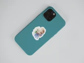 Vintage Blue Lady Sticker Set - 3 ADET - parlak Kağıt - 4