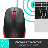 Logitech M191 910-005910 Kırmızı Optik Kablosuz Mouse thumbnail 3