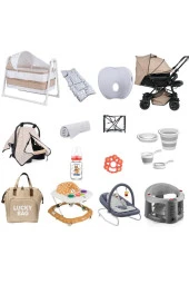 ALDEBA Çiftyön Bebek Arabası Bebek Çeyiz Seti 16parça Beşik Anakucağı Düz Kafa Yastığı Puset Banyo Oturağı - 1