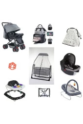 LETS GO BABY  Bebek Çeyiz Seti 9Parça Çift Yön Bebek Arabası Tüllü Beşik Ana Kucağı Yürüteç Puset Çanta - 1