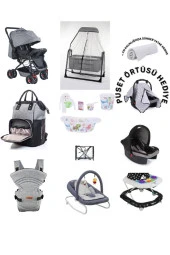 LETS GO BABY  Çift Yön Bebek Arabası Bebek Çeyiz Seti 14Parça Tüllü Beşik Ana Kucağı Kanguru Küvet Puset Yürüteç thumbnail 1