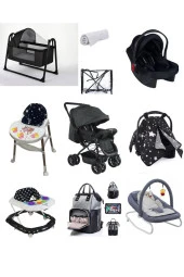 LETS GO BABY Bebek Çeyiz Seti 10parça Çift Yön Bebek Arabası Beşik Ana Kucağı Yürüteç Puset Mama Sandalyesi - 1
