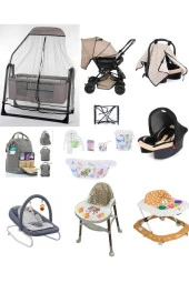 LETS GO BABY  Bebek Seti 15Parça Çift Yön Tüllü Bebek Arabası Beşik Ana Kucağı Yürüteç Küvet Puset Mama Sandalyesi thumbnail 1