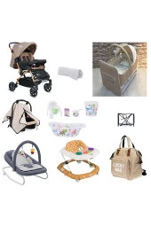 almirakids  4baby Bebek Arabası Bebek Çeyiz Seti 13 Parça Beşik Ana Kucağı Puset Yürüteç Küvet Takımı Çanta - 1