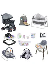 ALDEBA  Bebek Arabası Beşik Puset Ana Kucağı Çanta Yürüteç Yağmurluk Mama Sandalyesi Küvet Takım 13parça Set - 1