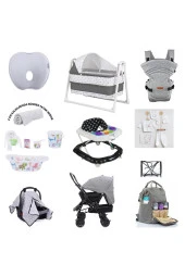 LETS GO BABY 20parça Bebek Çeyiz Seti Düz Kafa Yastığı Kanguru Beşik Küvet Çiftyön Bebek Arabası Puset - 1