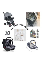 LETS GO BABY  Bebek Arabası Beşik Anakucağı Puset Anne Bebek Çantası 7 Parça Set - 1