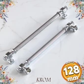 Talas Krom Çizgili Metal Kulp Kulpu 128 mm Mobilya Çekmece Mutfak Dolabı Dolap Kulpları Kulbu thumbnail 1