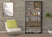 Hunerika rosso kitaplık-Wood siyah Atlantik çam -Minifiks Bağlantılı - 2