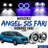 Dacia Lodgy 2012-2022 Uyumlu Üniversal Mercekli Angel Sis Farı Metal Su Geçirmez 76 mm Mavi Halkalı Gündüz Farı Angel Eyes 2 Adet - 1