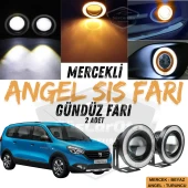 Dacia Lodgy 2012-2022 Uyumlu Üniversal Mercekli Angel Sis Farı Metal Su Geçirmez 76 mm Turuncu Halkalı Gündüz Farı Angel Eyes 2 Adet thumbnail 1